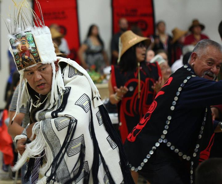 Chief of the Stalaang Laanas Clan of Yan, Allan Davidson Jr., dancing the robe.
