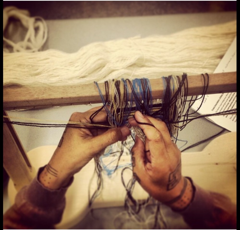 A teachers hands. Sherri wove this piece for both of our teachers: William White. Although I do believe weavers are born, or that the weaving chooses you, teachers like Sherri and Willi nurture and cultivate a student. When she gifted this piece to Willi, she showed me how a student should treat her teacher. This is the art of a great teacher: the art of how to relate to an art form, and to other human beings. Hawaa Sherri and Willi for your teachings.